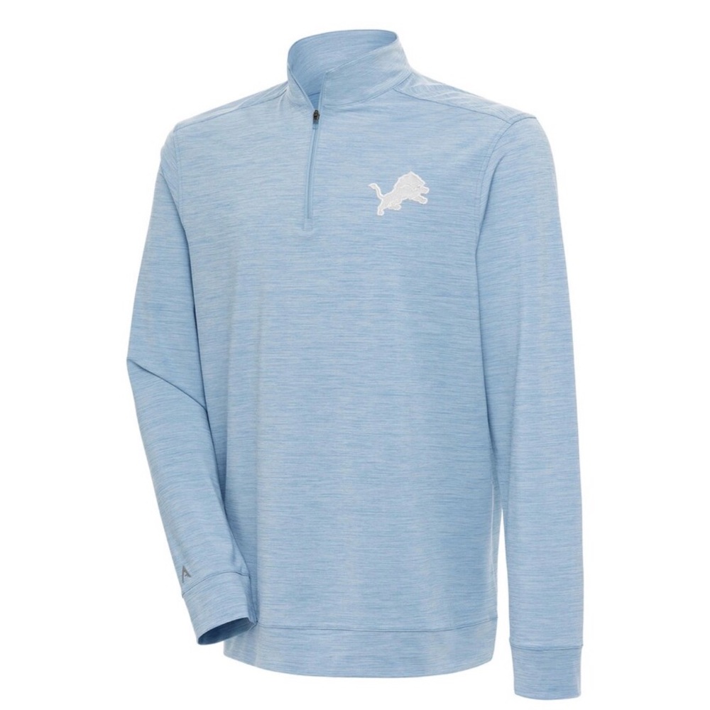 Men's Antigua Light Blue Detroit Lions Bright Quarter-Zip Pullover Top Large NWT